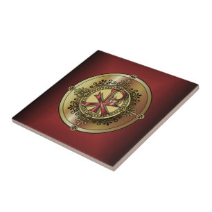 Azulejo De Cerámica Monograma Chi-Rho ~ Símbolo cristiano P & X