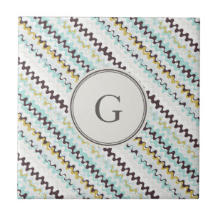 Azulejo De Cerámica Monograma colorido lindo del modelo del extracto