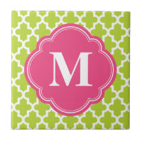 Monograma de Personalizado marroquí verde y rosa m