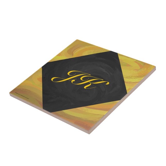 Azulejo De Cerámica Monograma de piña y negro (Lado)