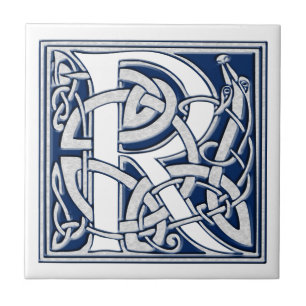 Azulejo De Cerámica Monograma de R Celta