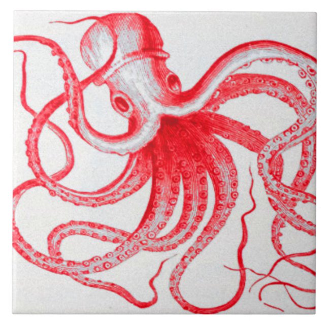 Azulejo De Cerámica Monstruo de Kraken de la cosecha de vapor del géne (Frente)