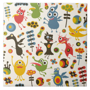 Azulejo De Cerámica Monstruos felices