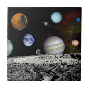 Azulejo De Cerámica Montaje de imágenes del Voyager del Sistema Solar