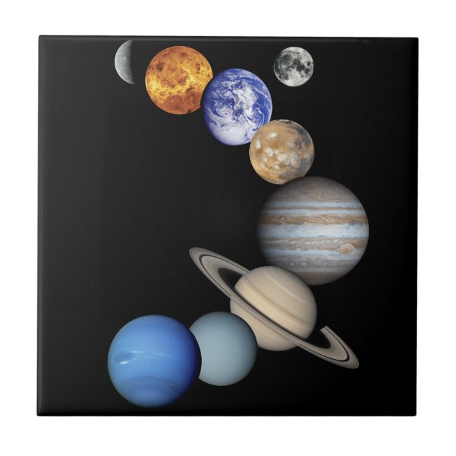 Azulejo De Cerámica Montaje del sistema solar (Frente)