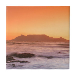 Azulejo De Cerámica Montaña de la Mesa al Atardecer, Bloubergstrand