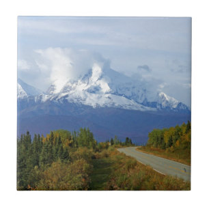Azulejo De Cerámica Montañas Alaska Temporada de Destino de Bosque Nat