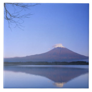 Azulejo De Cerámica Monte Fuji desde el lago Motosu, Yamanashi, Japón