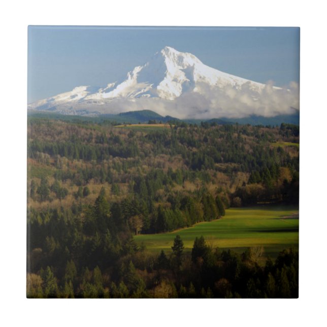 Azulejo De Cerámica Monte Hood, Jonsrud Viewpoint, Sandy, Oregón (Frente)