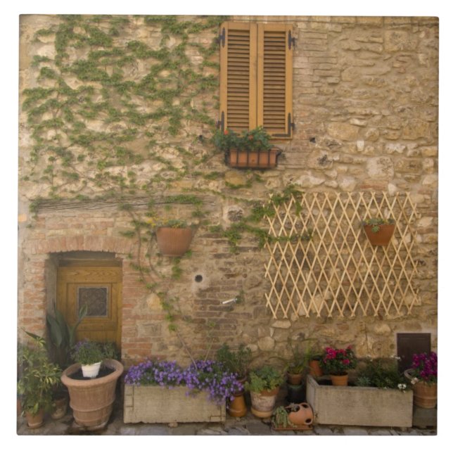 Azulejo De Cerámica Montefollonico, Val d'Orcia, provincia de Siena, (Frente)