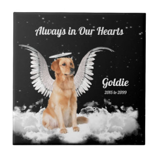 Azulejo De Cerámica Monumento al Mascota Golden Retriever Angel Dog