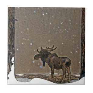 Azulejo De Cerámica Moose in Snow