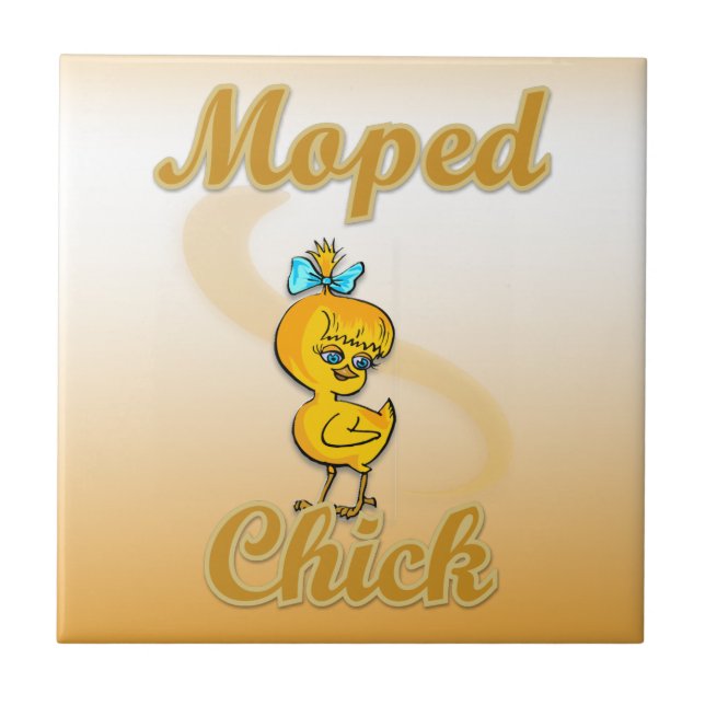 Azulejo De Cerámica Moped Chick (Frente)