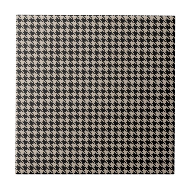 Azulejo De Cerámica Moreno y negro de Houndstooth (Frente)