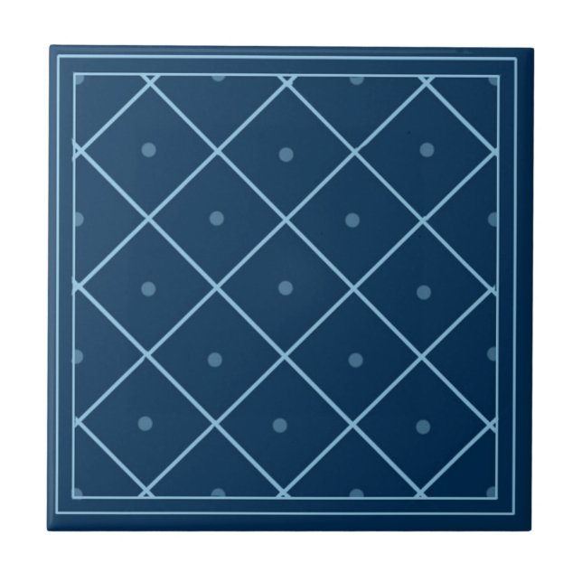Azulejo De Cerámica Mosaico azul marroquí (Frente)