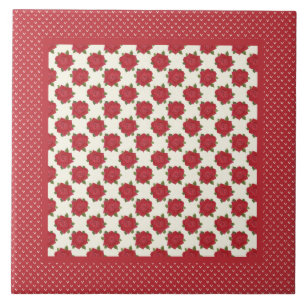 Azulejo De Cerámica Mosaico cerámico para Trivet: rosas rojas profunda
