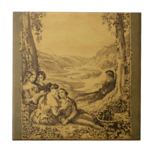 Azulejo De Cerámica Mosaico de Arte Picnic Victoriano