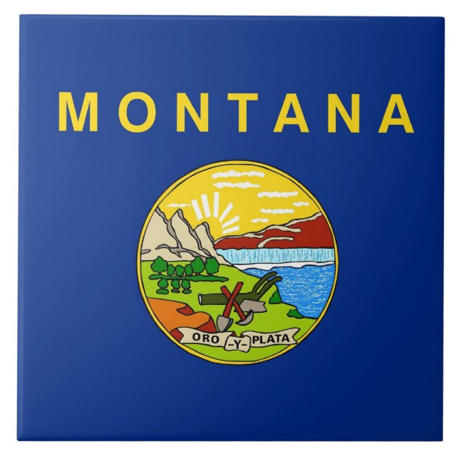 Azulejo De Cerámica Mosaico de bandera del estado de Montana (Frente)