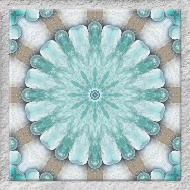 Azulejo De Cerámica Mosaico de baño de diseño geométrico marino radian (Ceramic tile showing an original geometric floral star design based on images of the beach and ocean)