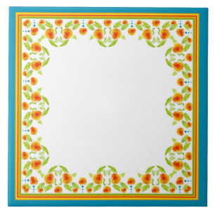 Azulejo De Cerámica Mosaico de cerámica de borde Marigolds de estilo r