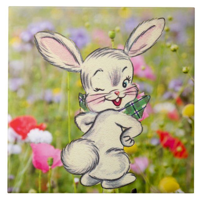 Azulejo De Cerámica Mosaico de cerámica de conejo conejo (Frente)