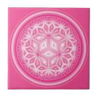 Mosaico De Cerámica De Flor Rosa De 4,25 Pulgadas