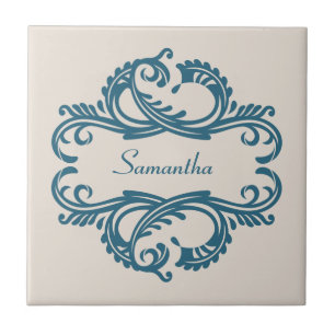 Azulejo De Cerámica Mosaico de damasco de Moda azul