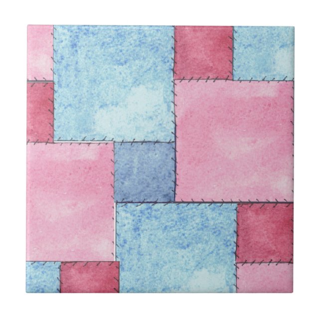 Azulejo De Cerámica Mosaico de diseño de mosaico, rosa, azul (Frente)