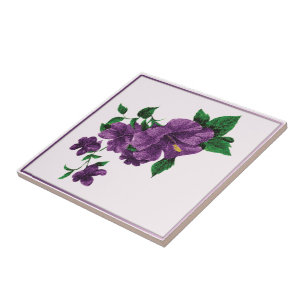 Azulejo De Cerámica Mosaico De Diseño Purple Floral
