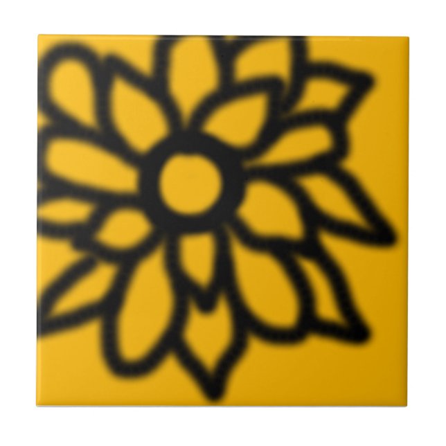 Azulejo De Cerámica Mosaico de flores de arte pop amarillo (Frente)