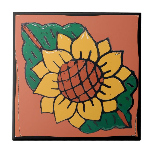 Azulejo De Cerámica Mosaico de girasol mexicano (Frente)