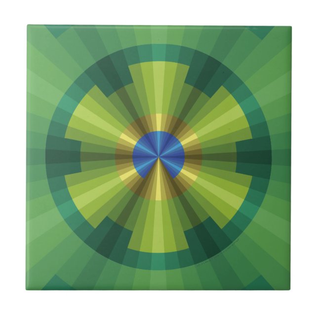 Azulejo De Cerámica Mosaico de ilusión de pavo real (Frente)