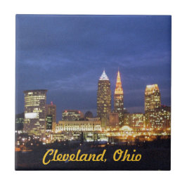Azulejo De Cerámica Mosaico de las luces nocturnas de Cleveland