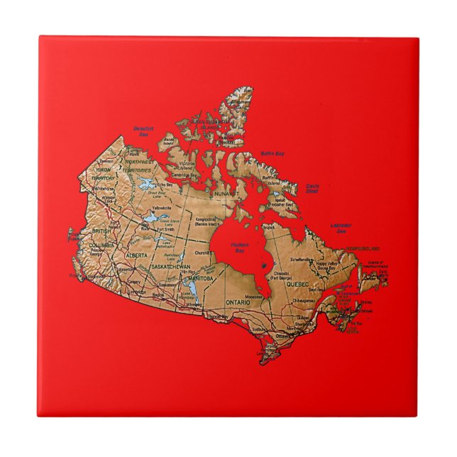 Azulejo De Cerámica Mosaico de mapas de Canadá (Frente)