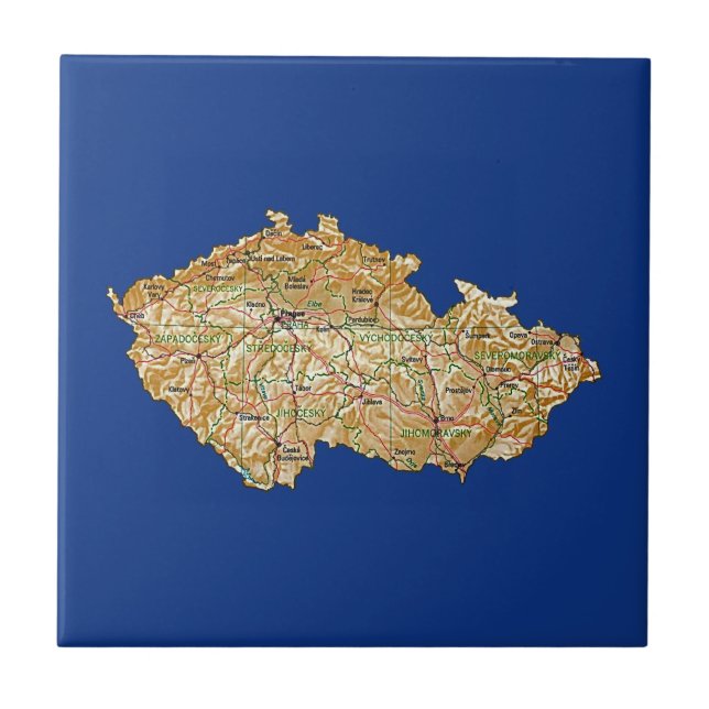 Azulejo De Cerámica Mosaico de mapas de Checoslovaquia (Frente)