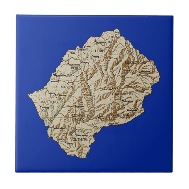 Azulejo De Cerámica Mosaico de mapas de Lesotho (Frente)