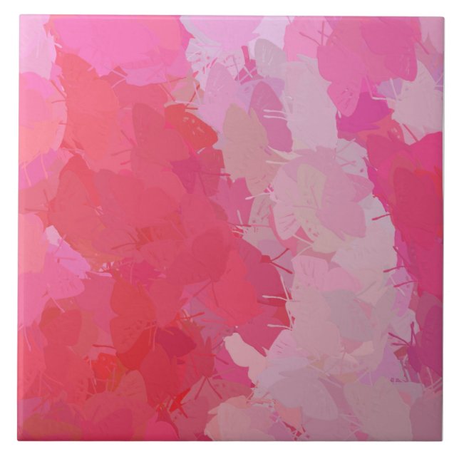 Azulejo De Cerámica Mosaico de mariposa rosa de bonito (Frente)