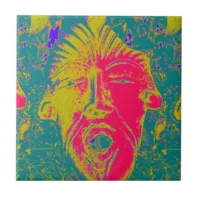 Azulejo De Cerámica mosaico de máscaras cantantes (Frente)