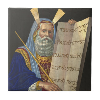 Azulejo De Cerámica mosaico de "Moisés y los Diez Mandamientos"