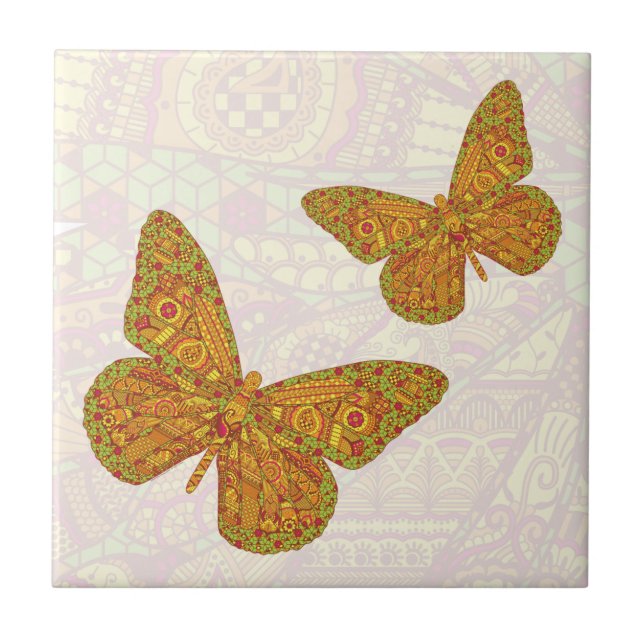 Azulejo De Cerámica Mosaico de monarca indio (Frente)