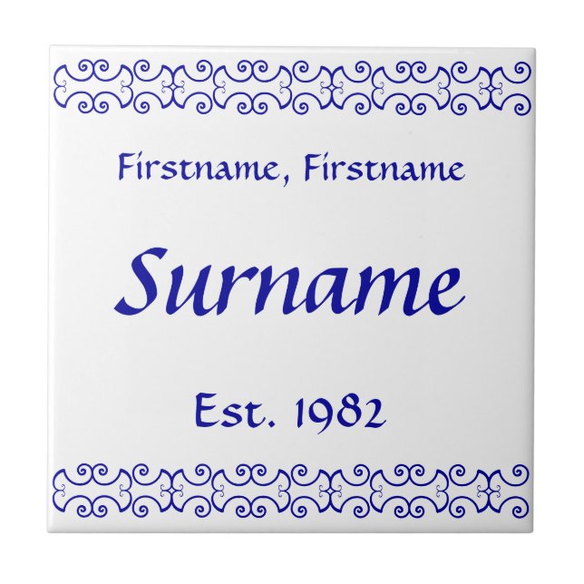 Azulejo De Cerámica Mosaico de nombre familiar - Victoriano (Frente)