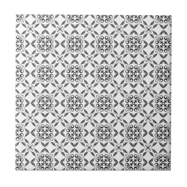 Azulejo De Cerámica Mosaico de patrón blanco y negro (Frente)