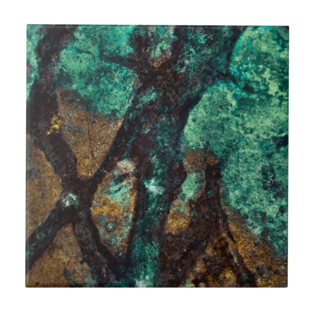 Azulejo De Cerámica Mosaico de piedra verde (Frente)