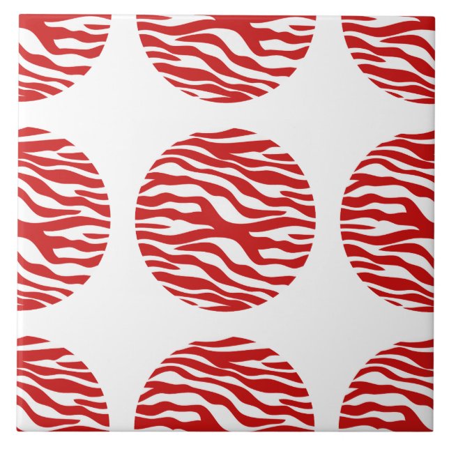 Azulejo De Cerámica Mosaico de puntos de polka impresos en cebra (Frente)