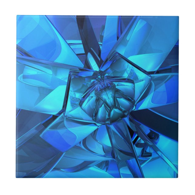 Azulejo De Cerámica Mosaico de resumen azul de zafiro (Frente)