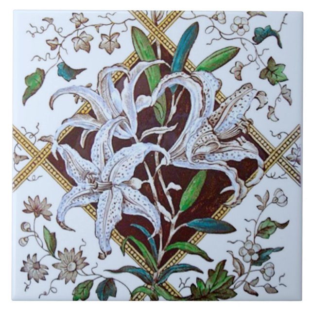 Azulejo De Cerámica Mosaico de transferencia de leys victorianos Repro (Frente)