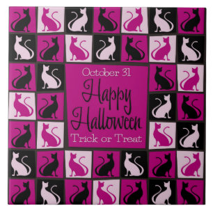 Azulejo De Cerámica Mosaico del gato de Halloween