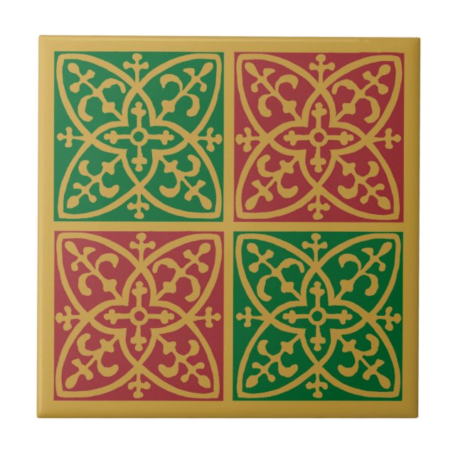 Azulejo De Cerámica Mosaico del patrón Fleur de Lis (Frente)