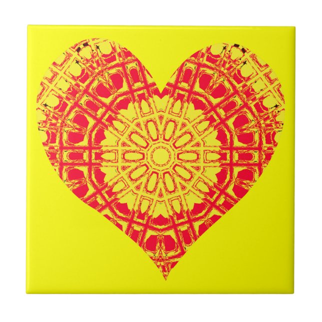 Azulejo De Cerámica Mosaico efecto de vidrio Naranja/amarillo (corazón (Frente)