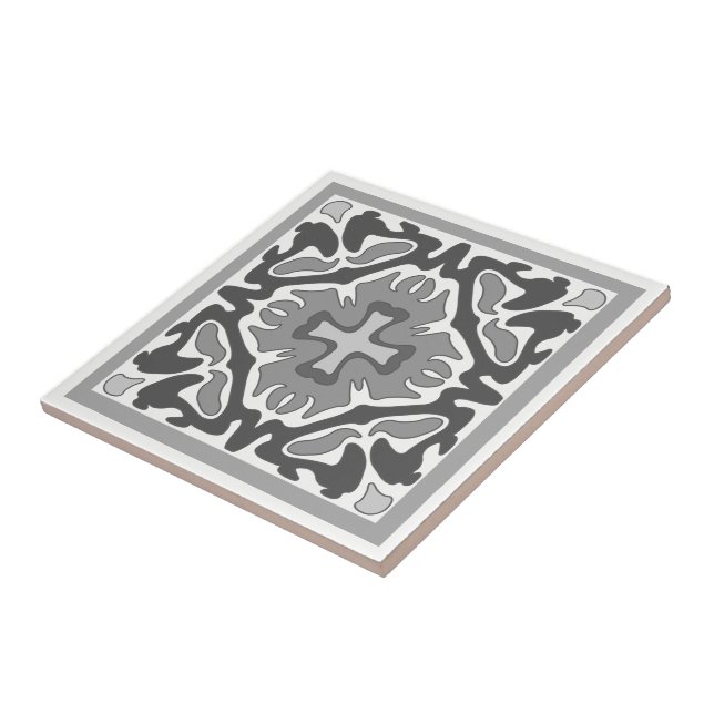 Azulejo De Cerámica Mosaico español blanco y negro (Lado)